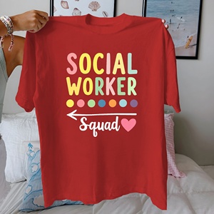 Camiseta informal para mujer de TRABAJADOR SOCIAL con diseño de escuadrón, ajuste cómodo impreso en tela de punto de algodón puro 100% - Product Image 3