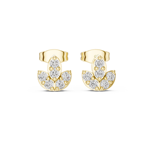 Pendientes de Diamantes Cultivados en Laboratorio, Diseño de Tulipán con Tres Pétalos, Corte Redondo, DEF VVS, Oro Sólido de 14K/18K, Joyería Fina, Venta al Por Mayor, ODM - Product Image 3