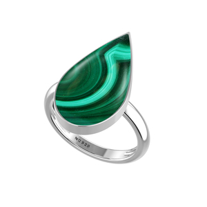 925 Sterling Silver Children's Ring Bezel Setting Malachite Gemstone Mix Shapes Classic Wedding Party Trendy Fashionable Unisex - Product Image 2