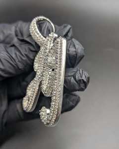 Colgante Personalizado con Letra AJ, Plata de Ley 925, Moissanita VVS, Corte Brillante Redondo, Microincrustaciones, Estilo Hip Hop, Unisex, Uso Diario - Product Image 4