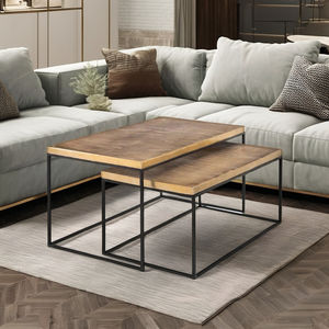 Nuevo producto caliente Mesa de centro Juego de acabado dorado de 2 piezas Forma rectangular para uso en interiores - Product Image 4