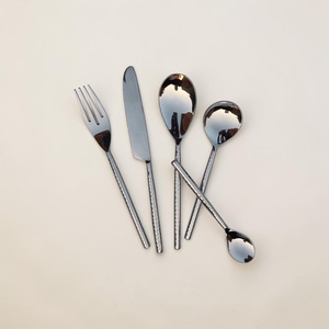 Minimalist Metal Cutlery Set <b>Mirror</b> Finish Long Handle Durable Travel Utensils - Product Image 1