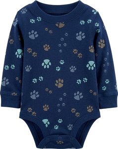 Combinaison bébé à imprimé patte, en coton doux, manches longues, fermeture à boutons sur le bas, pyjama pour nourrisson, vêtements de jeu pour tout-petit, vente en gros OEM - Product Image 4