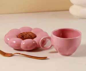 New Vision <b>Ceramic</b> Pillow Cup Saucer Set <b>Coasters</b> | Modern Luxury Macaron Pink Coffee Mug | Creative Aesthetic Tea Set for Home - Product Image 4