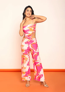 Nuevo Mono Estampado de Moda con Aberturas Laterales en la Cintura, Pantalones Anchos de Cintura Alta para Mujer, Elegantes para Fiestas, Eventos Nocturnos y Uso Diario - Product Image 2