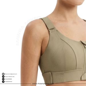 <b>Olive</b> Green Leopard Plus Size Front Zip High Support Seamless Square Neck Sports Bra for Women's Yoga Workout Activewear - Product Image 6