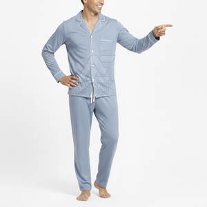 Conjunto de Pijama Informal para Hombre, Tela Suave, Manga Larga, Diseño Moderno, Ropa de Dormir a la Moda - Product Image 3