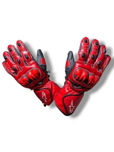 Gants de moto en cuir à doigts complets, noirs et verts, respirants, compatibles écran tactile, unisexes, équipement de protection pour le cyclisme, fermeture auto-agrippante - Product Image 1