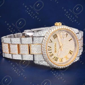 Montre mécanique personnalisée, diamant moissanite taille ronde, acier inoxydable, analogique, automatique, artisanale, bijoux sertis de pierres - Product Image 6
