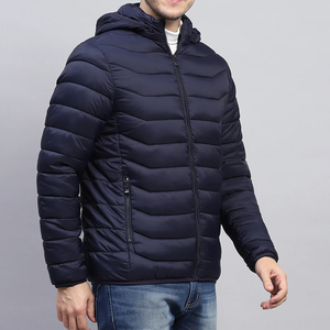 New Arrival Hot Sale 2025 Customized Logo Printing High Quality Men Best Design Light <b>Weight</b> Down Navy Blue Puffer Jacket - Product Image 6