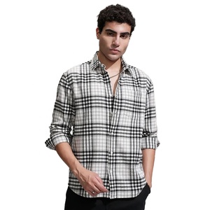 Chemise en flanelle à carreaux vintage avec logo personnalisé, coupe ample, manches longues, col rabattu, en coton tricoté, décontractée, pour l'automne - Product Image 1