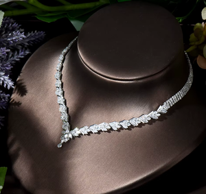 Orelia Luxe Women's Trendy Bridal Jewelry Set Leaf Design Zircon Necklace Earrings Ring Bracelet Platinum Plated <b>Wedding</b> <b>Gift</b> - Product Image 1