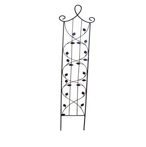Elegant Black Iron <b>Trellis</b> with Scroll Design for Garden Plants and Decorative Landscaping - Product Image 6