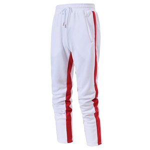 Conjunto Deportivo Unisex con Capucha y Pantalones con Cordón, Rayas Blancas y Rojas, Ropa Deportiva Informal de Otoño, Corte Regular - Product Image 5