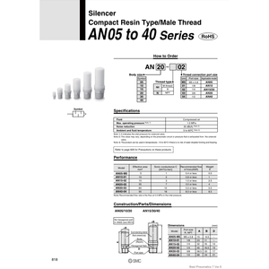 Pièces pneumatiques de silencieux AN20-N02 de SMC Pneumatics - Product Image 1