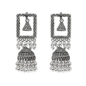 Pendientes Colgantes Estilo Afgano Oxidados Plateados - Aros de Araña Vintage de Aleación de Zinc, Regalo - Product Image 4