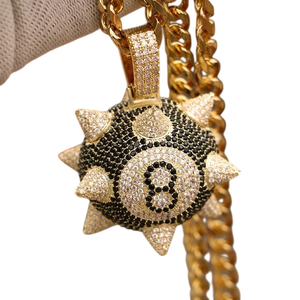 Pendentif Moissanite de Luxe en Forme de Boule, Plaqué Or, Argent 925, Diamants Noirs et Blancs, Bijoux Hip Hop - Product Image 1