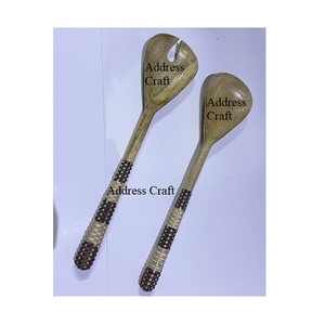 Wholesale Price Acacia Wood <b>Salad</b> Server Set With Rattan Handle Kitchenware Wooden Utensils <b>Salad</b> <b>Spoon</b> Set Wooden Serving <b>Spoon</b> - Product Image 2