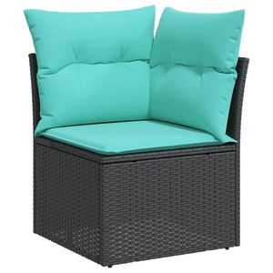Juego de sofás de jardín de ratán sintético negro de 7 piezas con cojines, muebles de patio - Product Image 4