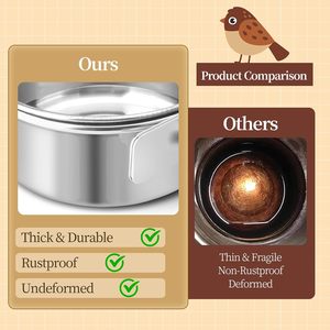 Hot Selling Portable Hanging Stainless Steel Bird Food and Water Bowl with Clamp Holder for Large Cage Home Balcony Waterproof - Product Image 6