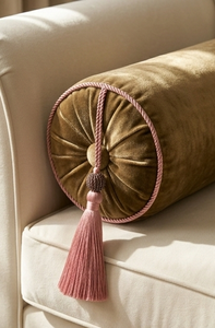 Borla de tela rosa con cuentas colgantes, decoración para el hogar, estilo bohemio, accesorio para la sala de estar - Product Image 6