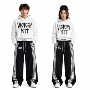 Conjunto Deportivo Unisex 2026, Sudadera Corta Oversize y Pantalones Anchos, Ropa Deportiva Casual - Product Image 1