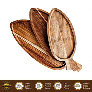 Plateaux de service en bois d'acacia de haute qualité, design nouveau, conformes aux normes alimentaires, en forme de feuille, petit plateau à fromage/plateau de service - Product Image 4