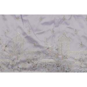 Tissu en satin semi-soie brodé, motif floral lavande, 58 pouces de large, pour la fabrication de sacs - Product Image 3