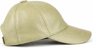 Casquette de baseball en cuir beige nude monochrome avec patch personnalisé en relief, casquette de golf en cuir véritable non structurée, directement de l'usine - Product Image 6