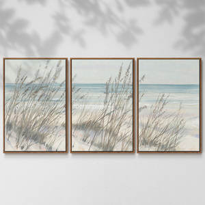 Juego de impresión de naturaleza costera de 3 piezas Arte de pared de hierba de playa Herramienta convertida intrigante Arte de pared de hierba de playa - Product Image 2