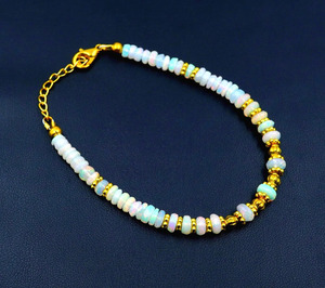 HAYAAT GEMS Rainbow Multi <b>Fire</b> Opal Roundel Beads Gemtone Imitation Pearl Romantic Unisex Bracelet Gift - Product Image 5