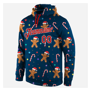 Sweat à capuche de Noël pour homme, bleu marine, imprimé bonbons et cannes à sucre, poche avant, décontracté, hiver, coupe classique - Product Image 5