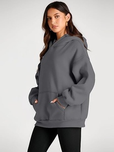 Sudadera informal extragrande con capucha para mujer, forrada, de manga larga, a rayas, de algodón, tela no tejida, transpirable, antipilling - Product Image 5