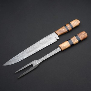 Juego de Cuchillos de Cocina de Acero de Damasco Hechos a Mano (2 Piezas) con Mango de Madera, Diseño Ambidiestro, Hoja de 12 Pulgadas - Regalo para Chef Profesional - Product Image 6