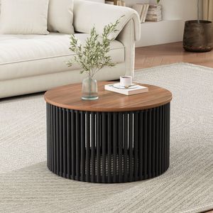 Mesa de Centro de Madera Maciza ACACIA en Color Natural y Negro - Product Image 2