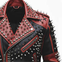 Blouson en cuir unisexe style punk pour motard, type café racer, avec fermeture éclair, capuche et col rabattable en peau de mouton, prêt pour l'hiver