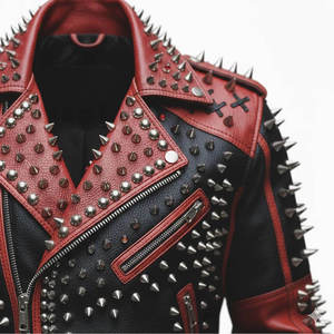 Men’s Punk Leather <b>Jacket</b> Studded Spiked Motorcycle Biker <b>Jacket</b> <b>Gothic</b> Rock Leather <b>Jacket</b> - Product Image 5