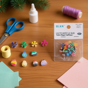 Perline in Argilla Polimerica Ilan 5x9 mm, Forme Festive per Decorazioni Artigianali - Product Image 2