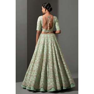Vestido de Noche de Diseñador, Elegante Lehenga Choli con Bordado de Hilo y Dori para Fiestas - Product Image 4