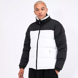Best Selling Men's Plus Size <b>Waterproof</b> Puffer <b>Jackets</b> <b>White</b> & Black Zipper Front Pocket Hooded Street Wear Adult - Product Image 1