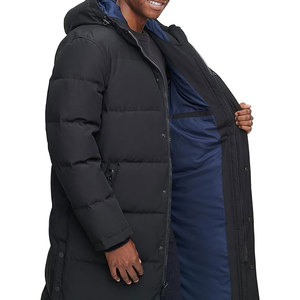Veste parka à capuche extra longue en tissu, manteau d'hiver chaud et isolé, vêtement d'extérieur décontracté pour temps froid, veste à capuche épaisse et superposée - Product Image 3