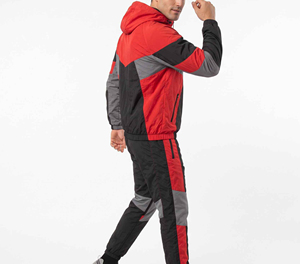 Survêtement d'hiver pour homme imprimé color block, col rond, fermeture éclair, décontracté, respirant, léger, 100 % nylon, imperméable et coupe-vent - Product Image 5