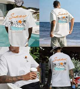 T-shirt d'été décontracté à manches courtes imprimé, style streetwear, 100% coton peigné - Product Image 4