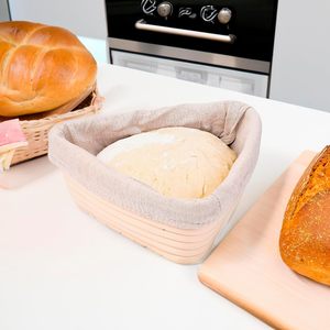 Cesta de fermentación de pan de ratán triangular a precio económico con forro de lino extraíble, cuencos de horneado de ratán con forro - Product Image 6