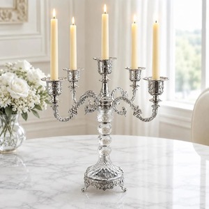 Modern Brass <b>Candle</b> Stand with Three Glass Holders for Home Office and Hotel Decoration At <b>Cheap</b> Price - Product Image 4