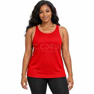 Cosh International Sorority Sisterhood <b>Red</b> <b>Mesh</b> Basketball Jersey Unisex Sleeveless Round Neck Breathable Polyester Tank <b>Top</b> - Product Image 3