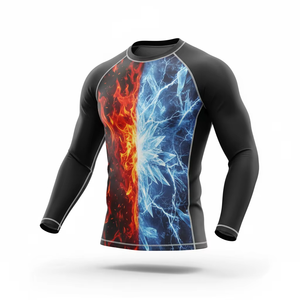 Camiseta de compresión de manga larga para Jiu Jitsu y MMA, sublimada a medida, con logo de surf, venta al por mayor para hombre, modelo 2026 - Product Image 4