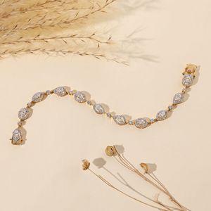 Lab Grown Diamond Halo Tennis <b>Bracelet</b> Pear & Round Diamond <b>Bracelet</b> White Gold Bridal <b>Bracelet</b> Wedding Jewelry Gift for Women - Product Image 3