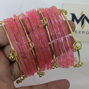 กำไลแก้วแคชมิริสีชมพูขัดเงาสไตล์นางฟ้าขายดีที่สุดสำหรับงานแต่งงานและงานครบรอบโดย MN exports - Product Image 2