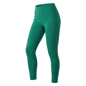 Leggings vert émeraude avec poche, taille haute, longueur intégrale, tricotés en spandex et polyester, respirants, séchage rapide, vêtements de sport pour femmes - Product Image 2